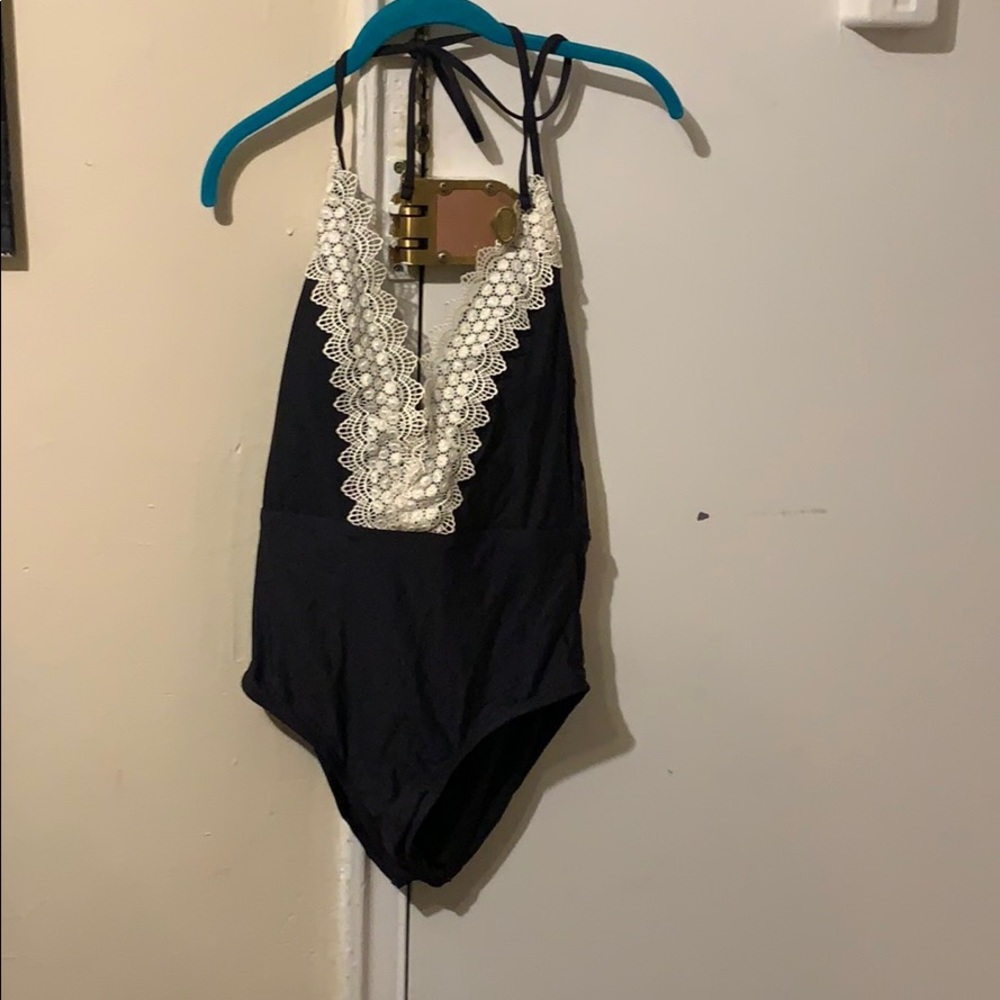 One Piece Bathing Suit with lace trim